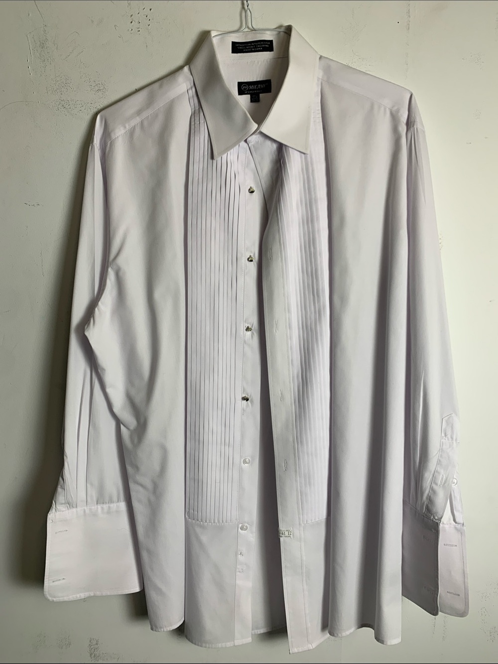 Milani Men’s White Pleated Bib Dress Shirt